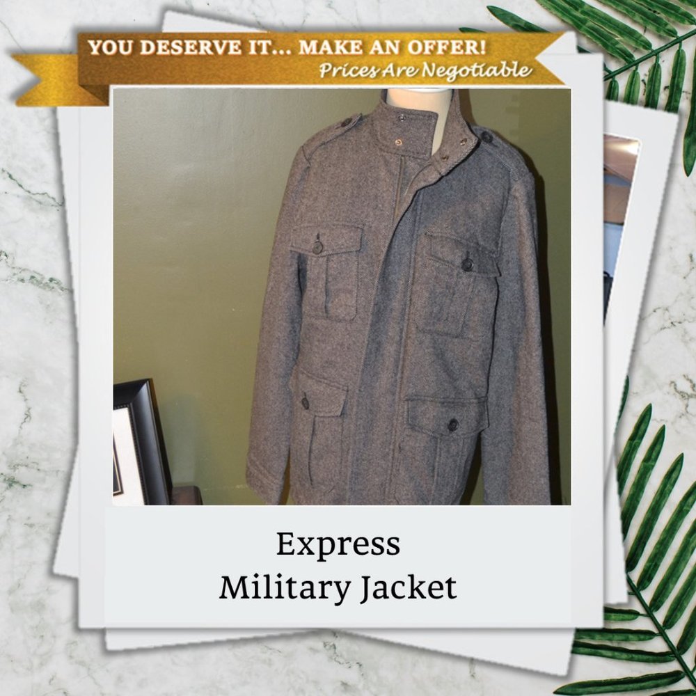 Express S Military Jacket Wool Blend - Picture 1 of 8